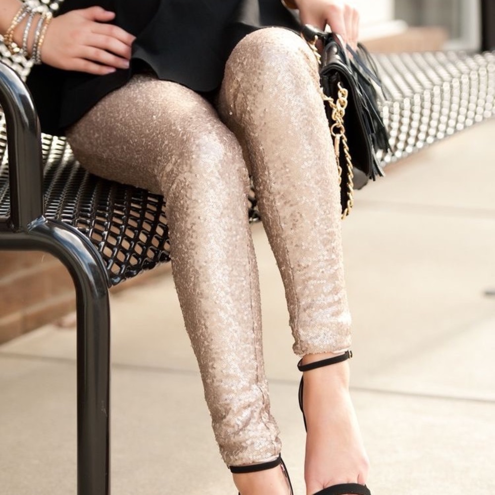 Gold sequin leggings